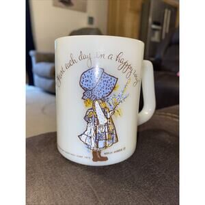 Federal Milk Glass Holly Hobbie Mug Start Each Day in a Happy Way USA